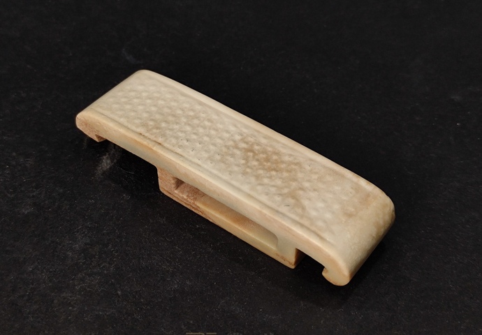 古玩玉器蒲紋劍璏真品鑒賞圖