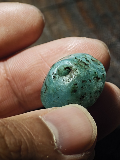 古玩玉器遼代天河石飛碟珠真品鑒賞圖