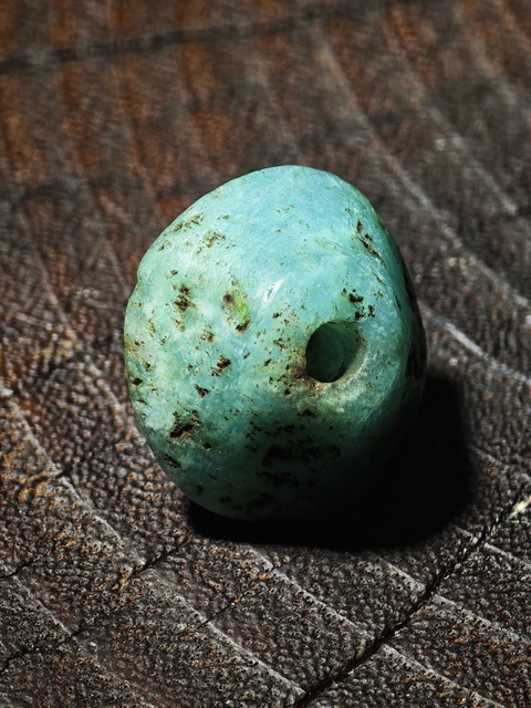 古玩玉器遼代天河石飛碟珠真品鑒賞圖