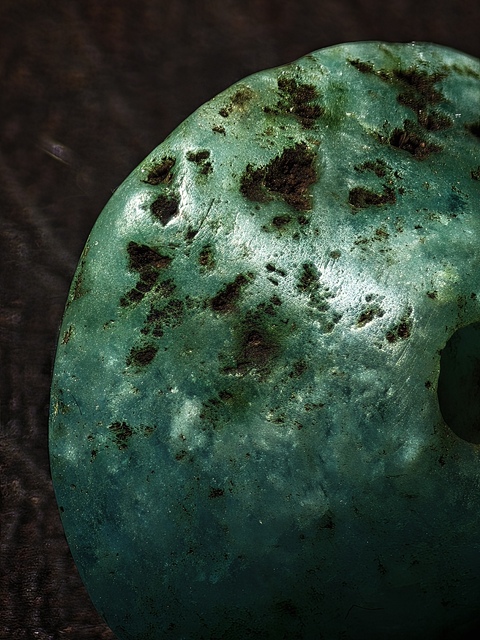 古玩玉器遼代天河石飛碟珠真品鑒賞圖