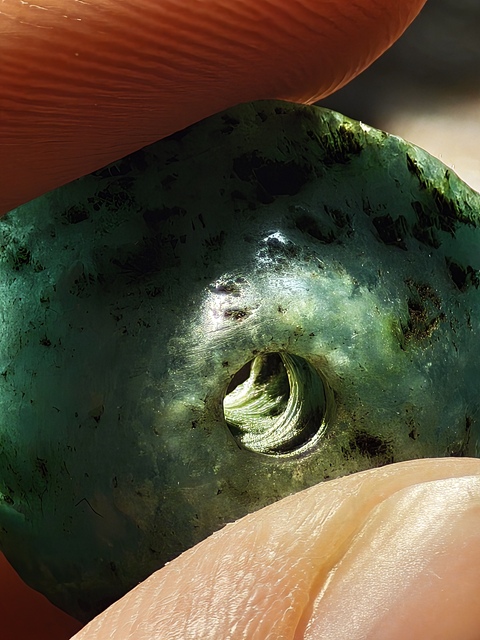 古玩玉器遼代天河石飛碟珠真品鑒賞圖