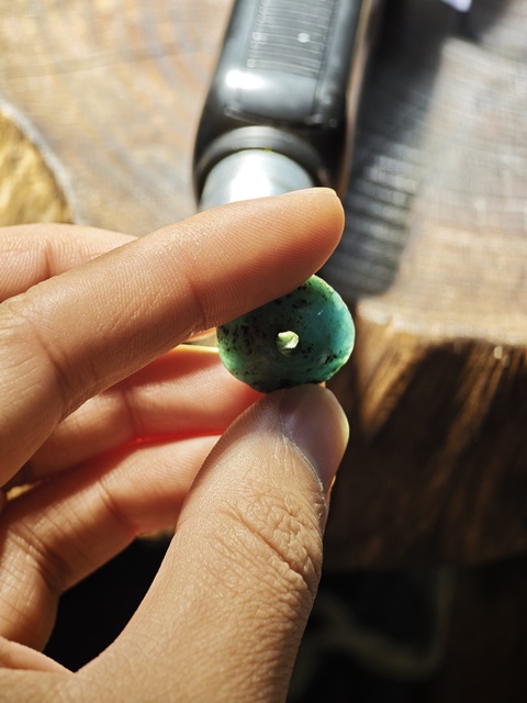 古玩玉器遼代天河石飛碟珠真品鑒賞圖