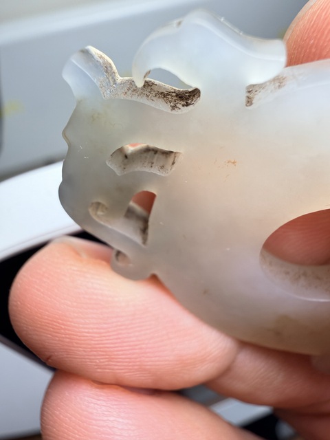 古玩玉器仿古做舊出廓璧真品鑒賞圖