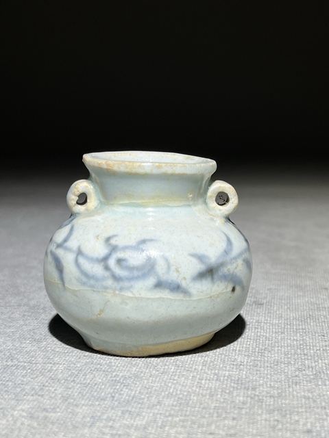 古玩陶瓷青花折枝花卉紋雙系罐真品鑒賞圖