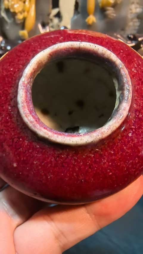 古玩陶瓷窯變釉水盂真品鑒賞圖