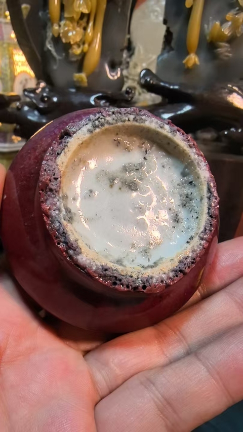 古玩陶瓷窯變釉水盂真品鑒賞圖