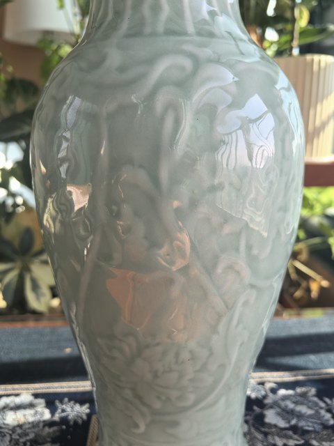 古玩陶瓷青釉觀音瓶真品鑒賞圖