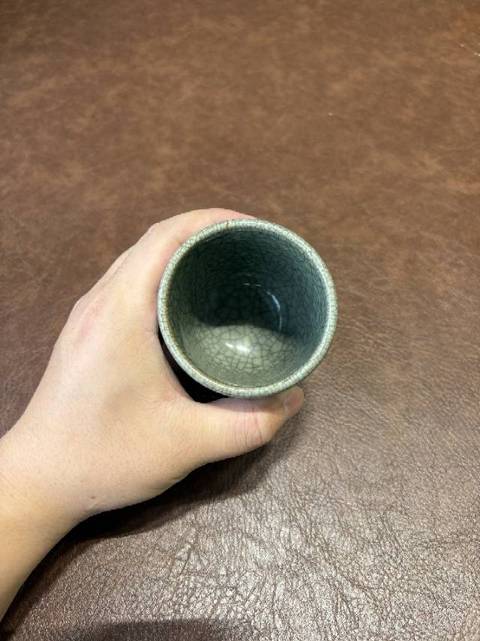古玩陶瓷龍泉青瓷哥釉杯，模糊，偏老真品鑒賞圖