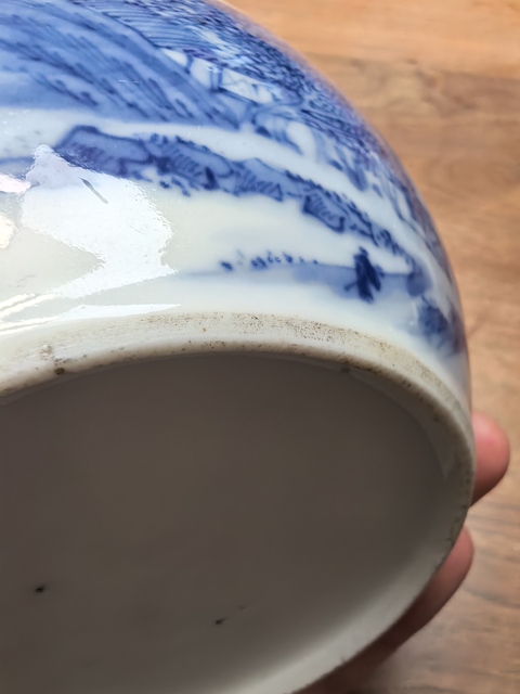 古玩陶瓷青花山水缸真品鑒賞圖