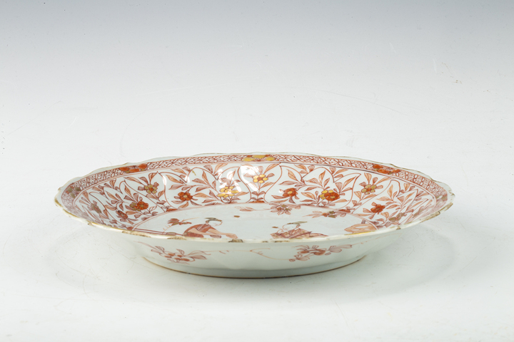 古玩陶瓷清康熙·礬紅描金仕女花卉紋花口盤拍賣，當前價格0元