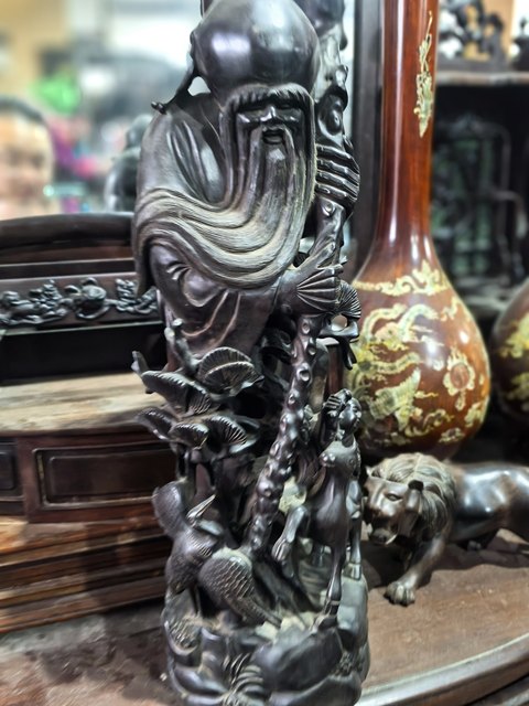 古玩雜項(xiàng)木雕壽星真品鑒賞圖