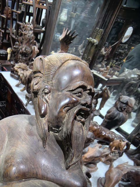 古玩雜項木雕人物真品鑒賞圖