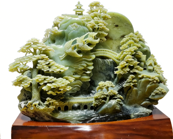 古玩玉器獨山玉山子真品鑒賞圖