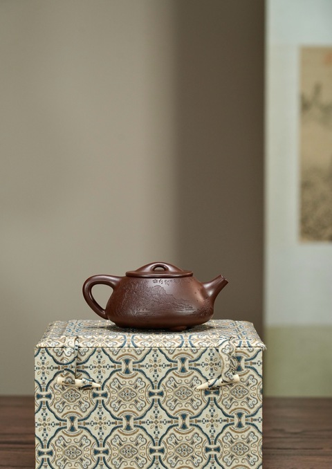 古玩雜項景舟石瓢紫砂壺【全手工】【剔刻工藝】真品鑒賞圖