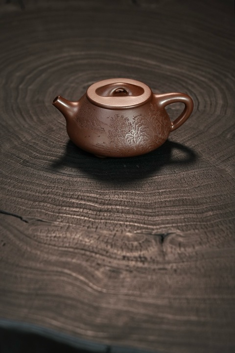 古玩雜項景舟石瓢紫砂壺【全手工】【剔刻工藝】真品鑒賞圖