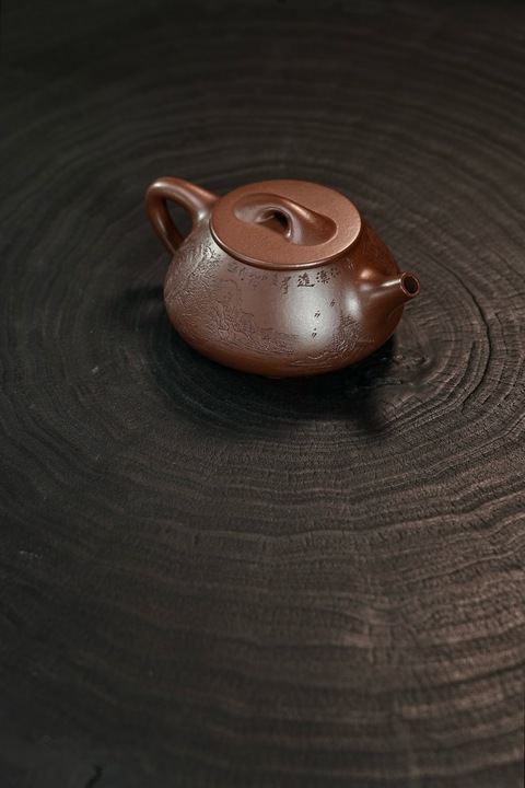 古玩雜項景舟石瓢紫砂壺【全手工】【剔刻工藝】真品鑒賞圖