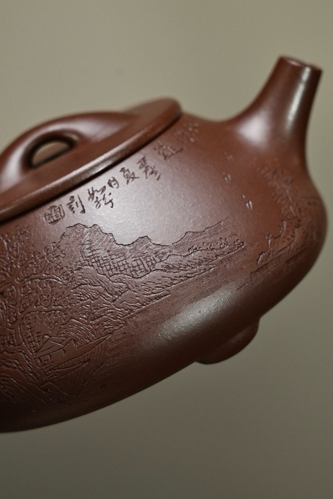 古玩雜項景舟石瓢紫砂壺【全手工】【剔刻工藝】真品鑒賞圖