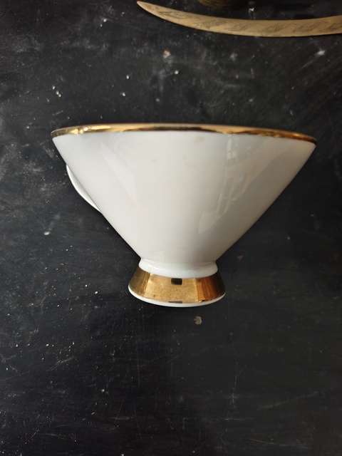 古玩陶瓷描金花卉紋咖啡杯碟套真品鑒賞圖