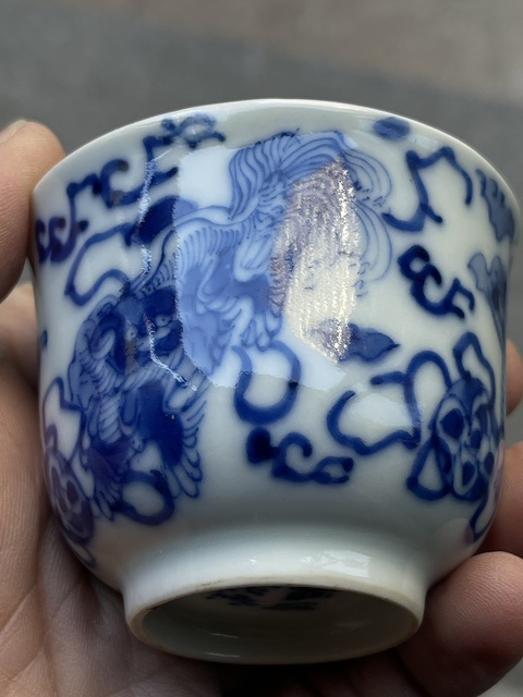 古玩陶瓷青花獅子紋杯真品鑒賞圖
