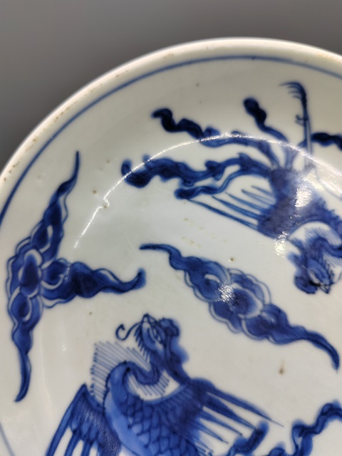 古玩陶瓷青花鸞鳳和鳴紋盤真品鑒賞圖