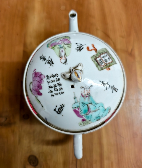 古玩陶瓷清晚期 粉彩無(wú)雙譜茶壺真品鑒賞圖