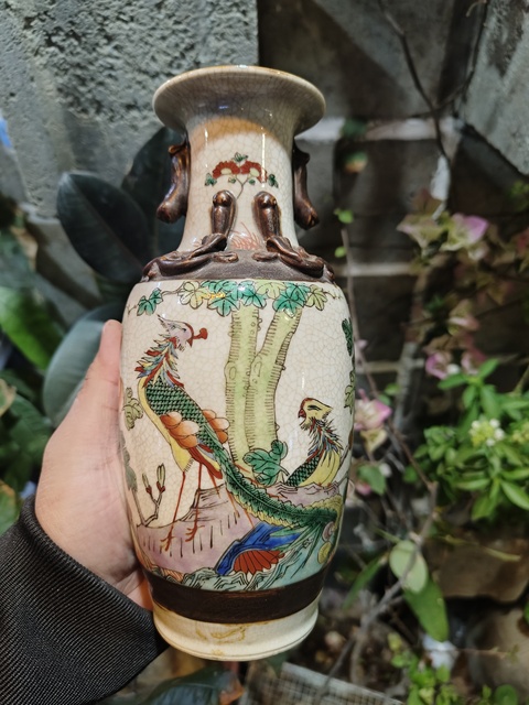 古玩陶瓷哥釉五彩瓶真品鑒賞圖