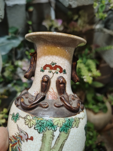 古玩陶瓷哥釉五彩瓶真品鑒賞圖