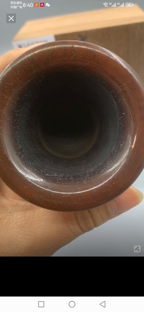 古玩字畫犀牛角小筆筒真品鑒賞圖