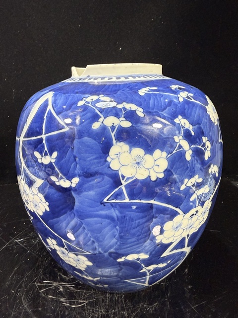 古玩陶瓷青花留白冰梅紋罐真品鑒賞圖