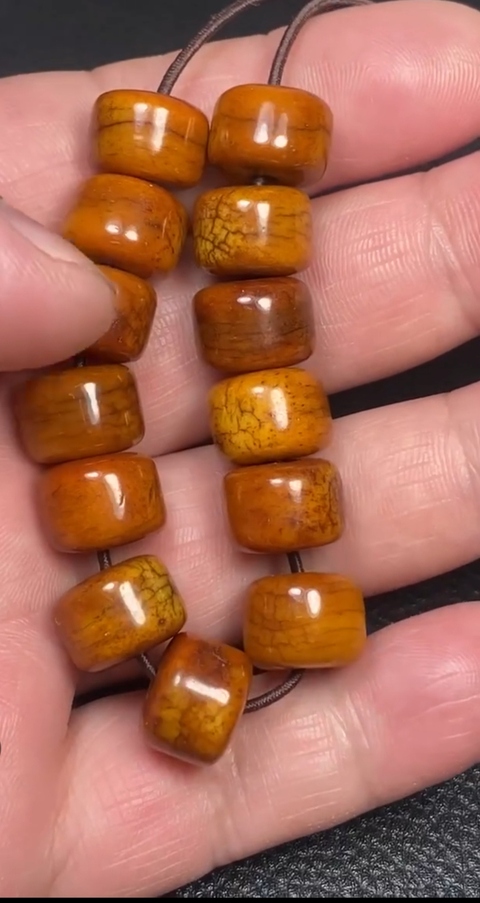 古玩雜項烤色駝骨珠真品鑒賞圖