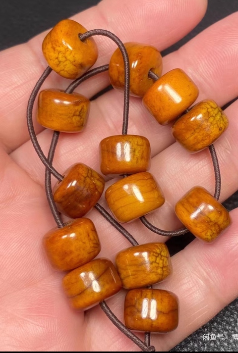 古玩雜項烤色駝骨珠真品鑒賞圖