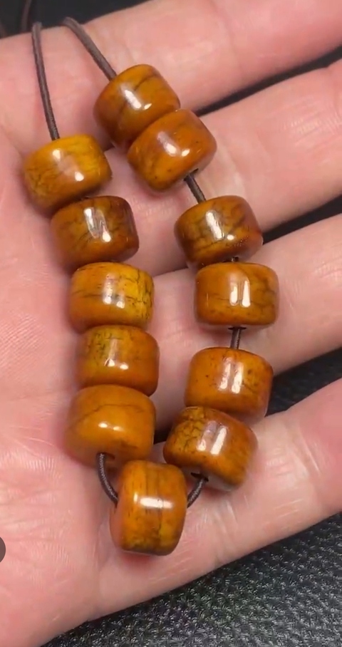 古玩雜項烤色駝骨珠真品鑒賞圖