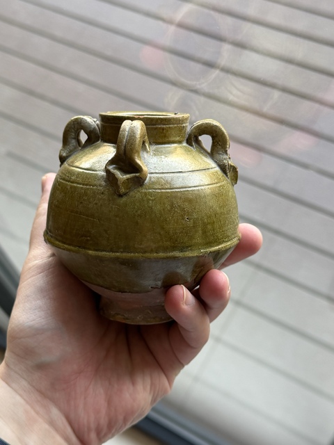 古玩陶瓷青釉四系罐真品鑒賞圖