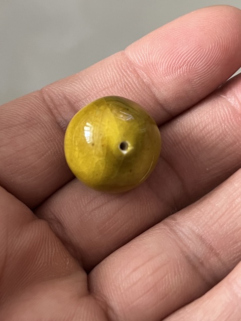 古玩雜項黃釉瓷珠真品鑒賞圖