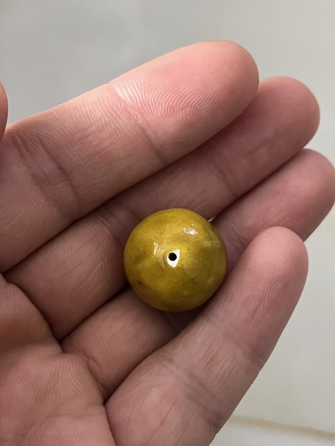 古玩雜項黃釉瓷珠真品鑒賞圖