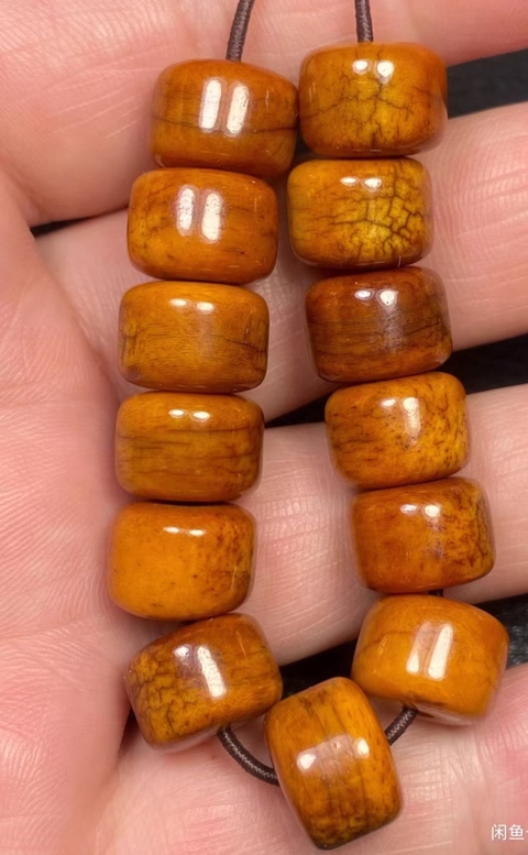 古玩雜項烤色駝骨珠真品鑒賞圖