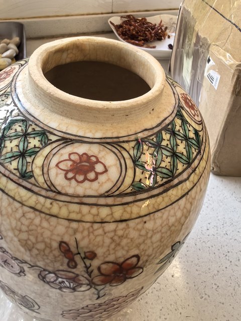 古玩陶瓷清晚期 五彩花卉紋罐真品鑒賞圖