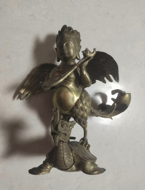 古玩銅器白銅大鵬金翅鳥造像真品鑒賞圖