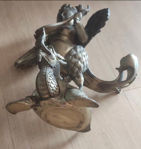 古玩銅器白銅大鵬金翅鳥造像真品鑒賞圖