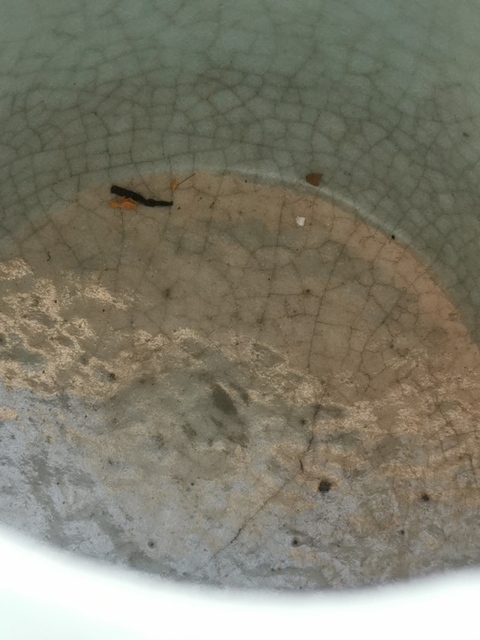 古玩陶瓷清代中期仿官釉筆筒真品鑒賞圖