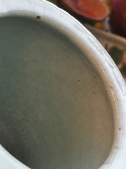 古玩陶瓷清代中期仿官釉筆筒真品鑒賞圖