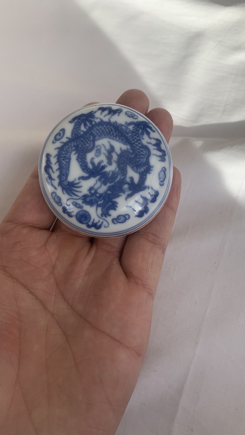 古玩陶瓷創匯 青花印泥盒真品鑒賞圖