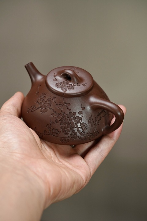 古玩雜項子冶石瓢紫砂壺【全手工】【老紫泥】真品鑒賞圖