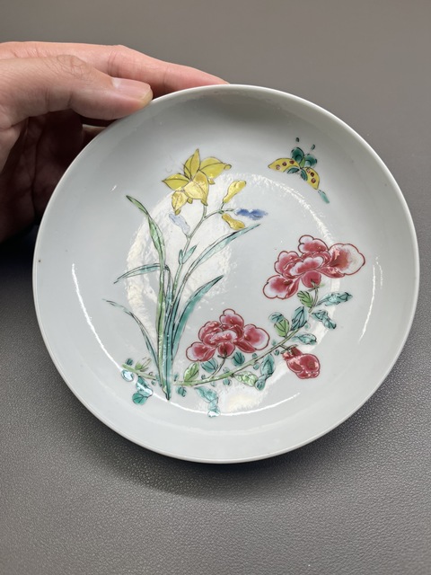 古玩陶瓷清早期雍正粉彩花卉盤真品鑒賞圖
