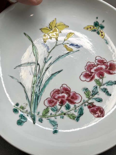古玩陶瓷清早期雍正粉彩花卉盤真品鑒賞圖