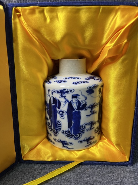 古玩陶瓷青花八仙人物故事紋茶葉罐拍賣，當前價格4588元
