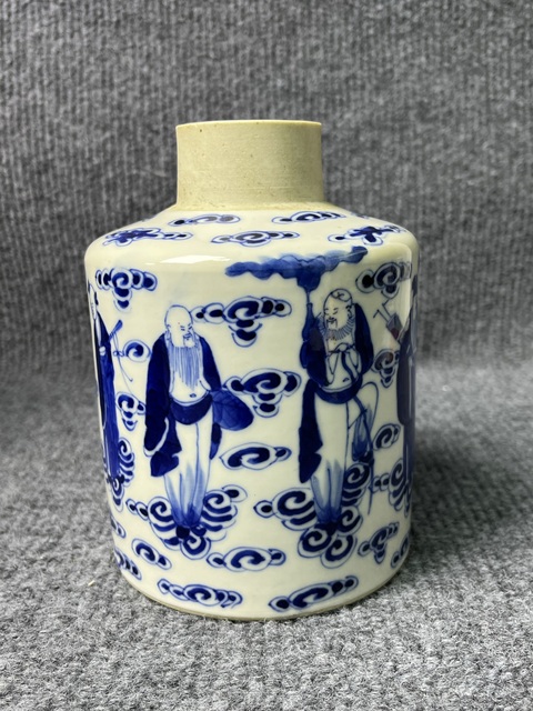古玩陶瓷青花八仙人物故事紋茶葉罐拍賣，當前價格4588元