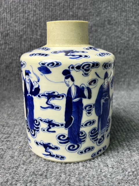 古玩陶瓷青花八仙人物故事紋茶葉罐拍賣，當前價格4588元