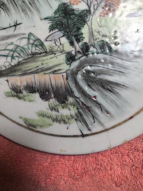 古玩陶瓷山水紋瓷板畫真品鑒賞圖