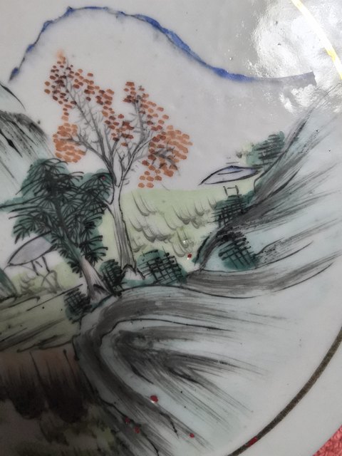 古玩陶瓷山水紋瓷板畫真品鑒賞圖